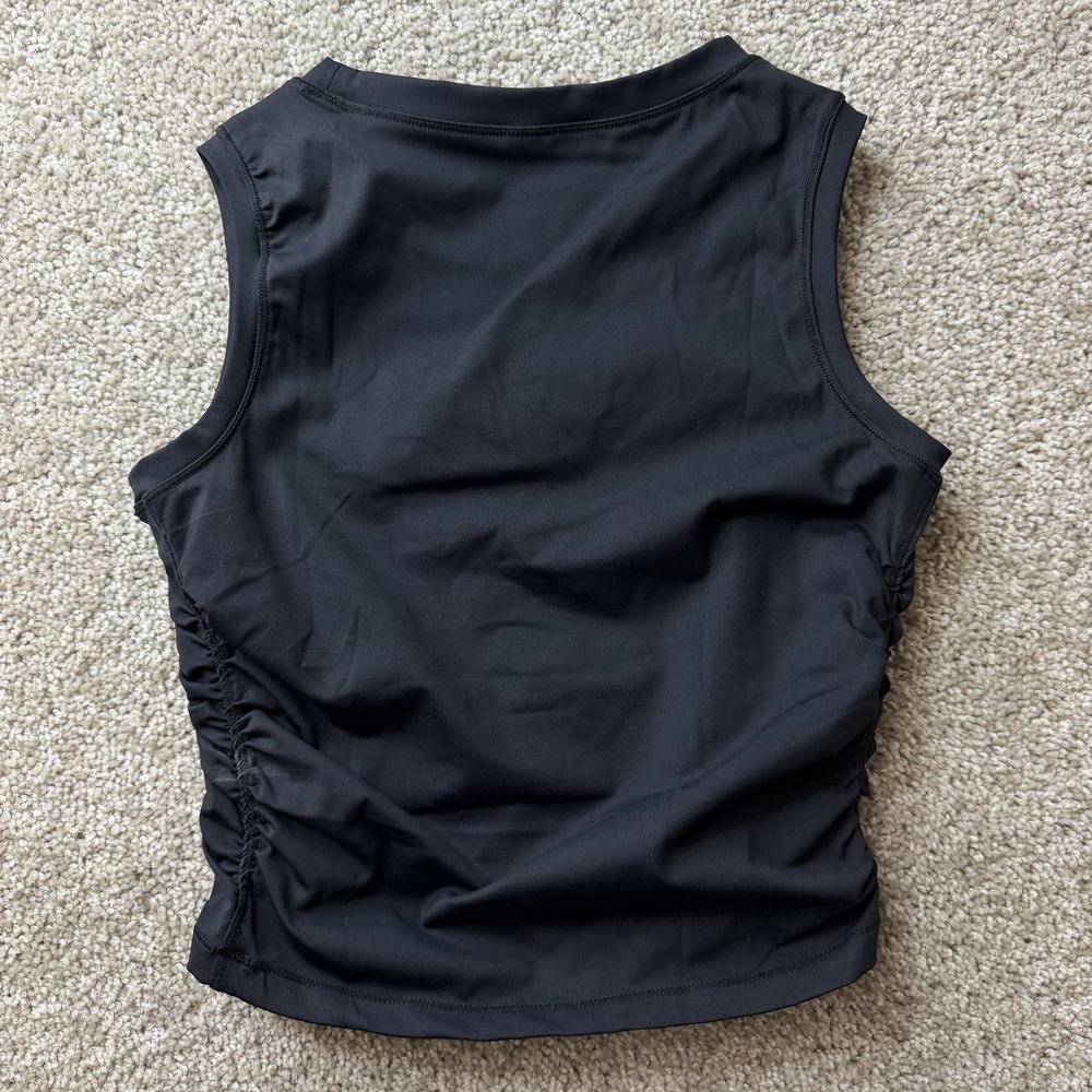 MOVE Tank Top Womens Small Black Ruched Side Crop Sleeveless Workout Gym - Picture 4 of 7